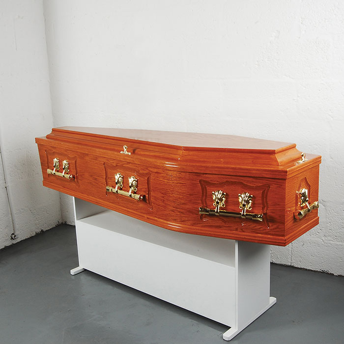 Pressed Panel Mid Oak Coffin