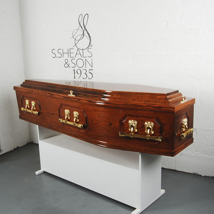 Solid Oak Panel Side Dark Coffin