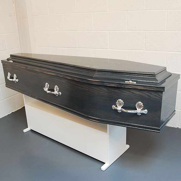 Plain Side Grey Oak Coffin