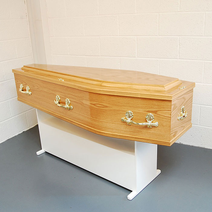 Plain Side Light Oak Coffin